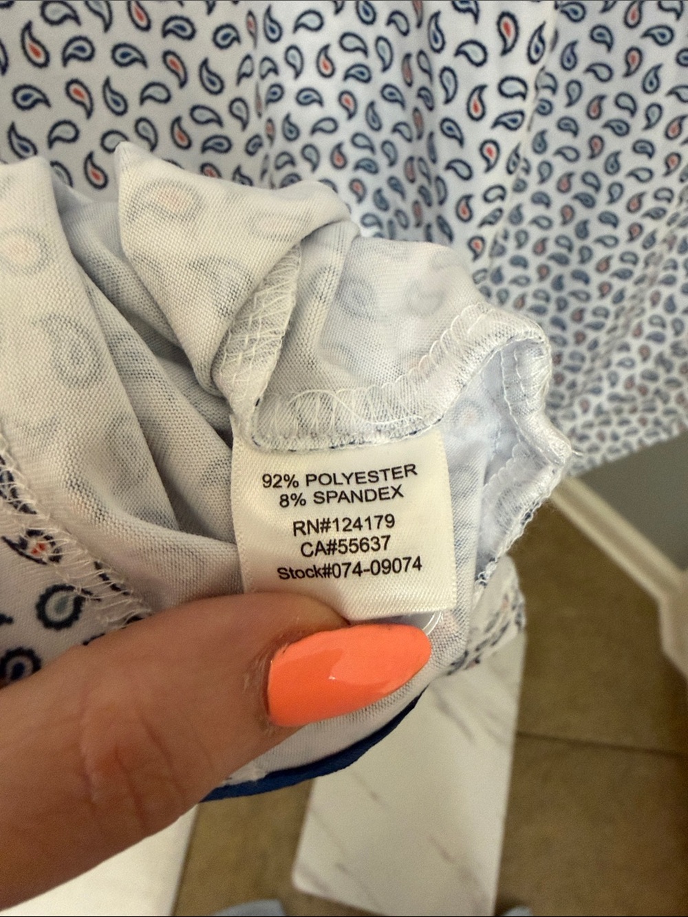 Johnston & Murphy White Polo with Navy Paisley Motif - Picture 5 of 6